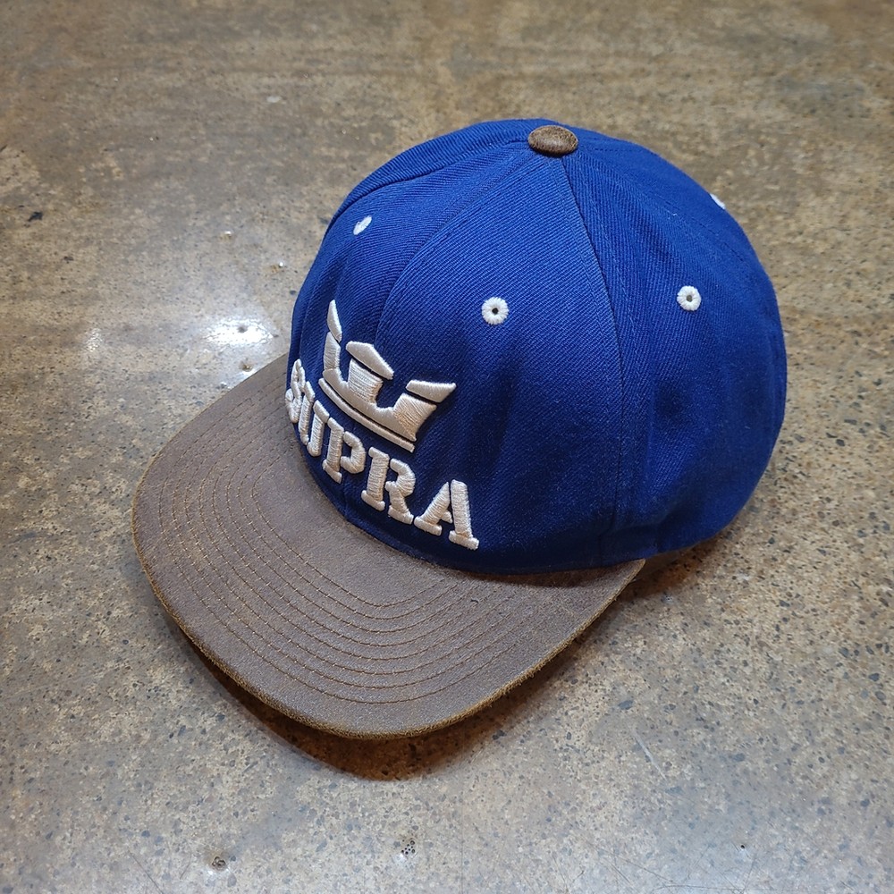 스타터 블루 레더 스냅백 모자 M01290